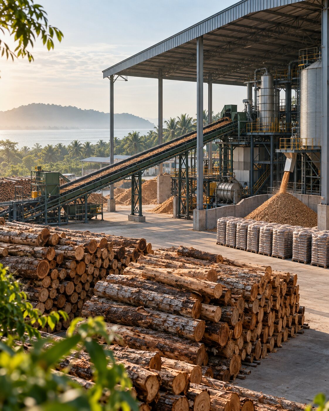 Wood biomass production facility